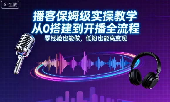 播客保姆级实操教学,从0搭建到开播全流程,零经验也能做,低粉也能高变现-爱搞米