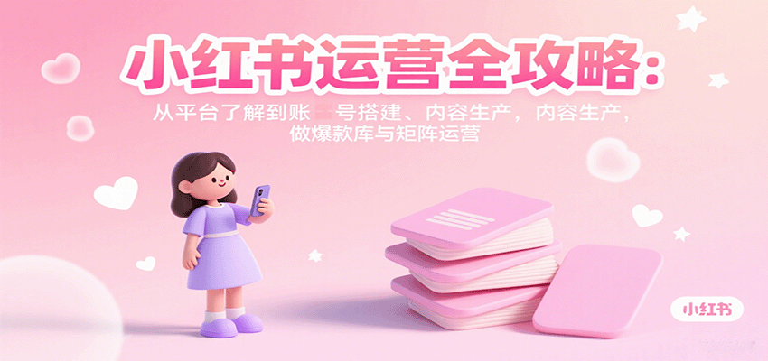 小红书运营全攻略:从平台了解到账号搭建、内容生产,做爆款库与矩阵运营-爱搞米