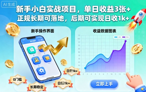 新手小白实战项目,单日收益3张+,正规长期可落地,后期可实现日收1k+【揭秘】-爱搞米