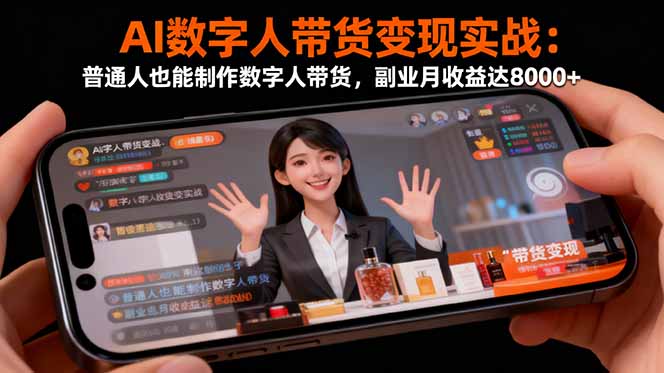AI数字人带货变现实战:普通人也能制作数字人带货,副业月收益达8000+-爱搞米