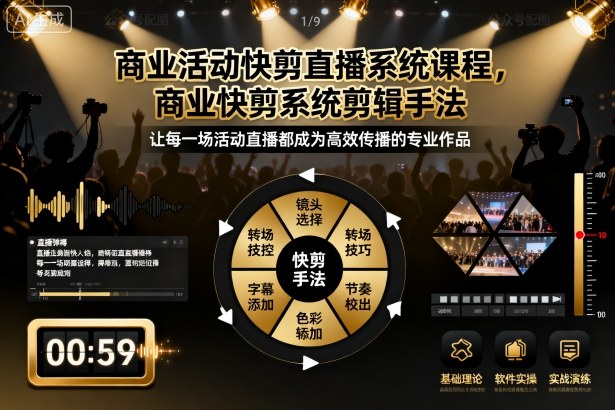 商业活动快剪直播系统课程,商业快剪系统剪辑手法-爱搞米