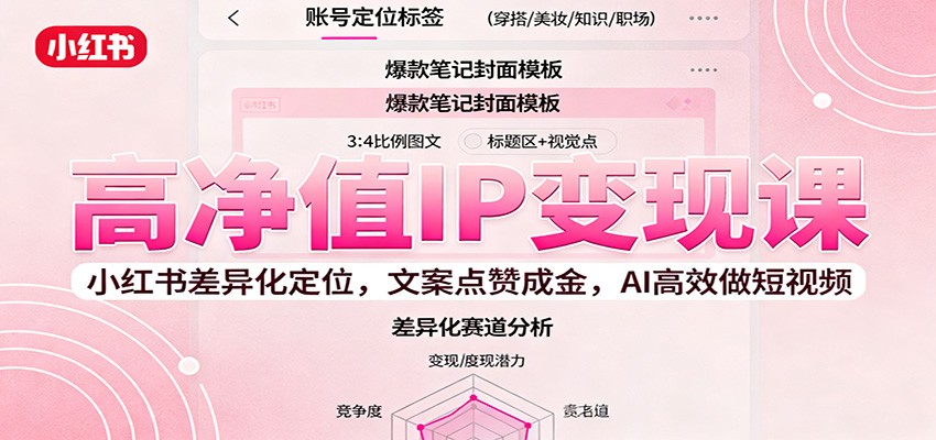 高净值IP变现课：小红书差异化定位，文案点赞成金， AI高效做短视频-爱搞米