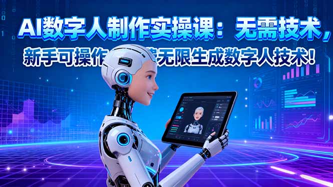 AI数字人制作实操课：无需技术，新手可操作，免费无限生成数字人技术！-爱搞米