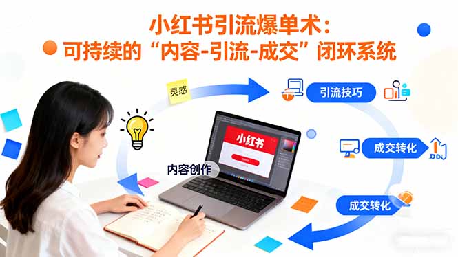 小红书引流爆单术：构建一套低成本 可持续的“内容-引流-成交”闭环系统-爱搞米