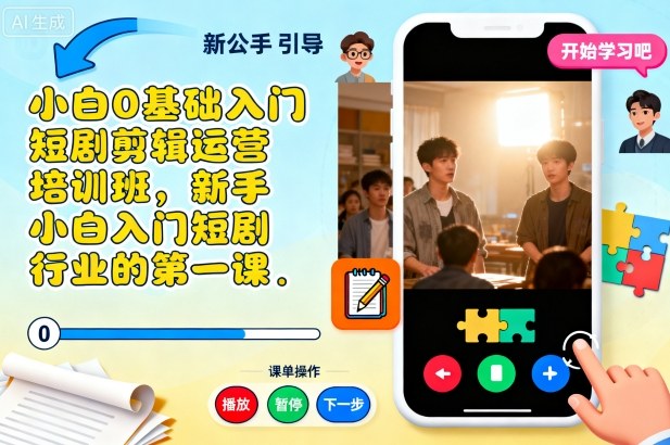 小白0基础入门短剧剪辑运营培训班，新手小白入门短剧行业的第一课-爱搞米