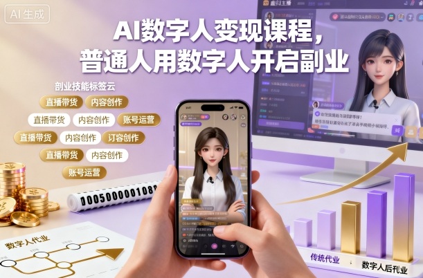 AI数字人变现课程,普通人用数字人开启副业-爱搞米