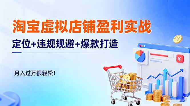 淘宝虚拟店铺盈利实战：定位+违规规避+爆款打造，月入过万很轻松！-爱搞米