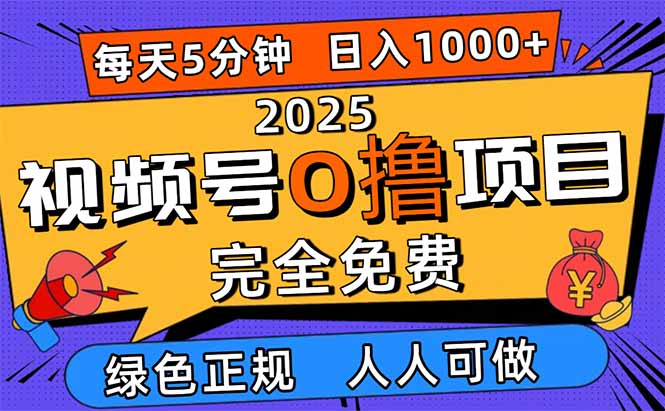 2025视频号0撸项目，5分钟一个号，日入1000+，人人可做-爱搞米