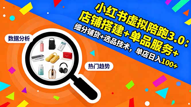 小红书虚拟陪跑3.0：店铺搭建+单品服务+细分铺货+选品技术，单店日入100+-爱搞米