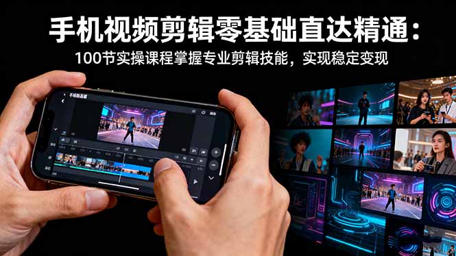 手机视频剪辑零基础直达精通：100节实操课程掌握专业剪辑技能，实现稳...-爱搞米