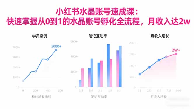 2025小红书水晶账号速成课：快速掌握从0-1水晶账号孵化全流程，月收入达2w-爱搞米