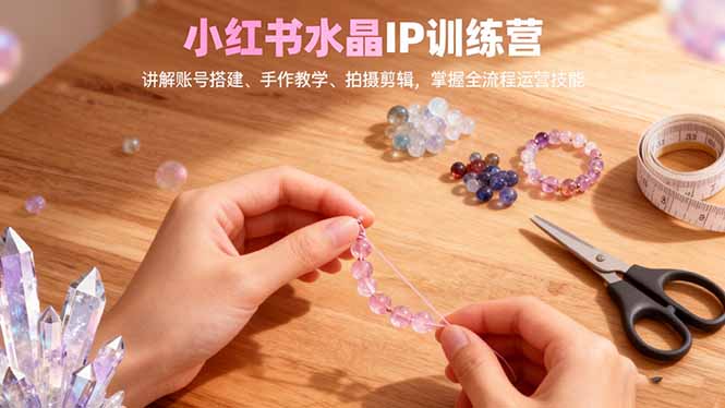 小红书水晶IP训练营，讲解账号搭建、手作教学、拍摄剪辑，全流程运营技能-爱搞米