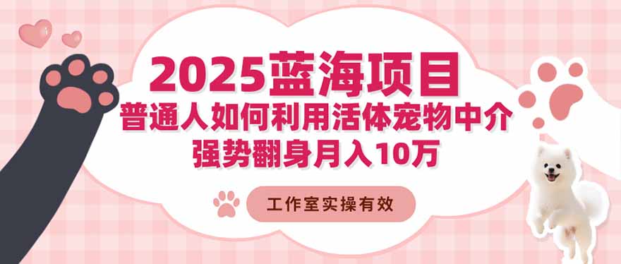 2025蓝海项目：普通人如何利用活体宠物中介，强势翻身月入10万-爱搞米