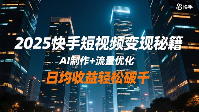 2025快手短视频变现秘籍，AI制作+流量优化，日均收益轻松破千-爱搞米