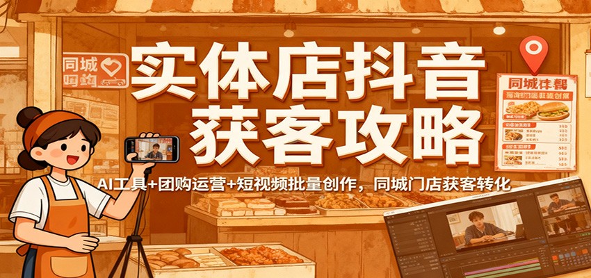 实体店抖音获客攻略：AI工具+团购运营+短视频批量创作，同城门店获客转化-爱搞米