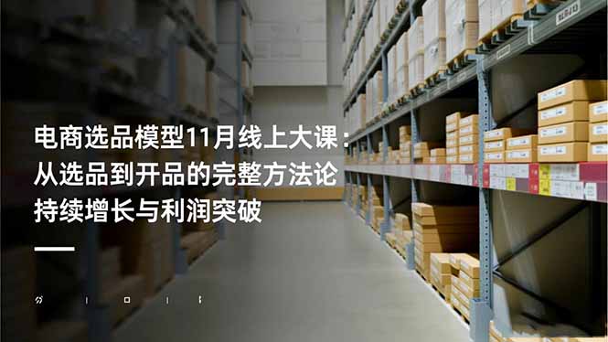 电商选品模型11月线上大课：从选品到开品的完整方法论 持续增长与利润突破-爱搞米