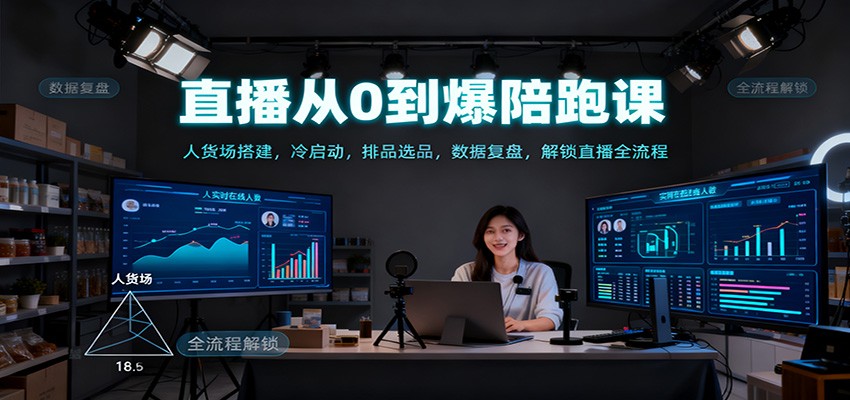 直播从0到爆陪跑课：人货场搭建，冷启动，排品选品，数据复盘，解锁直播全流程-爱搞米
