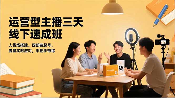 运营型主播三天线下班，人货场搭建,四部曲起号,流量实时应对，手把手带练-爱搞米