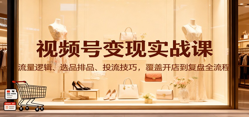 视频号变现实战课：流量逻辑、选品排品、投流技巧，覆盖开店到复盘全流程-爱搞米