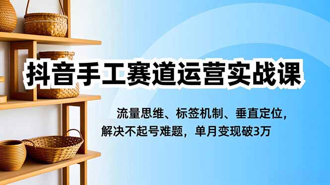 抖音手工赛道运营实战课，流量思维、标签机制、垂直定位，解决不起号难题，单月变现破3万-爱搞米