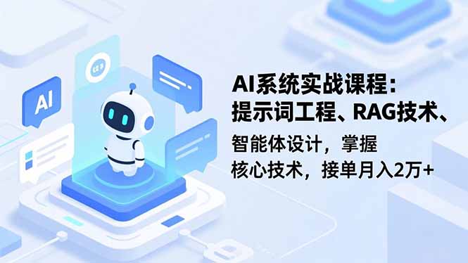 AI系统实战课程，提示词工程、RAG技术、智能体设计，掌握核心技术，接单月入2万+-爱搞米